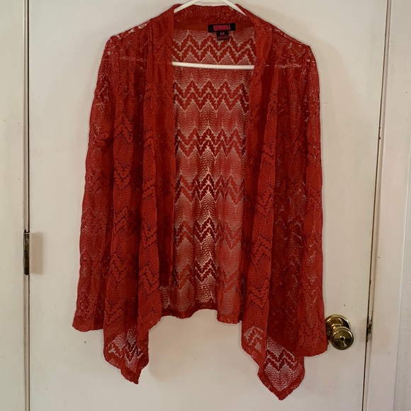Rock & Roll Cowgirl red lace open front cardigan Size Medium - Picture 1 of 8